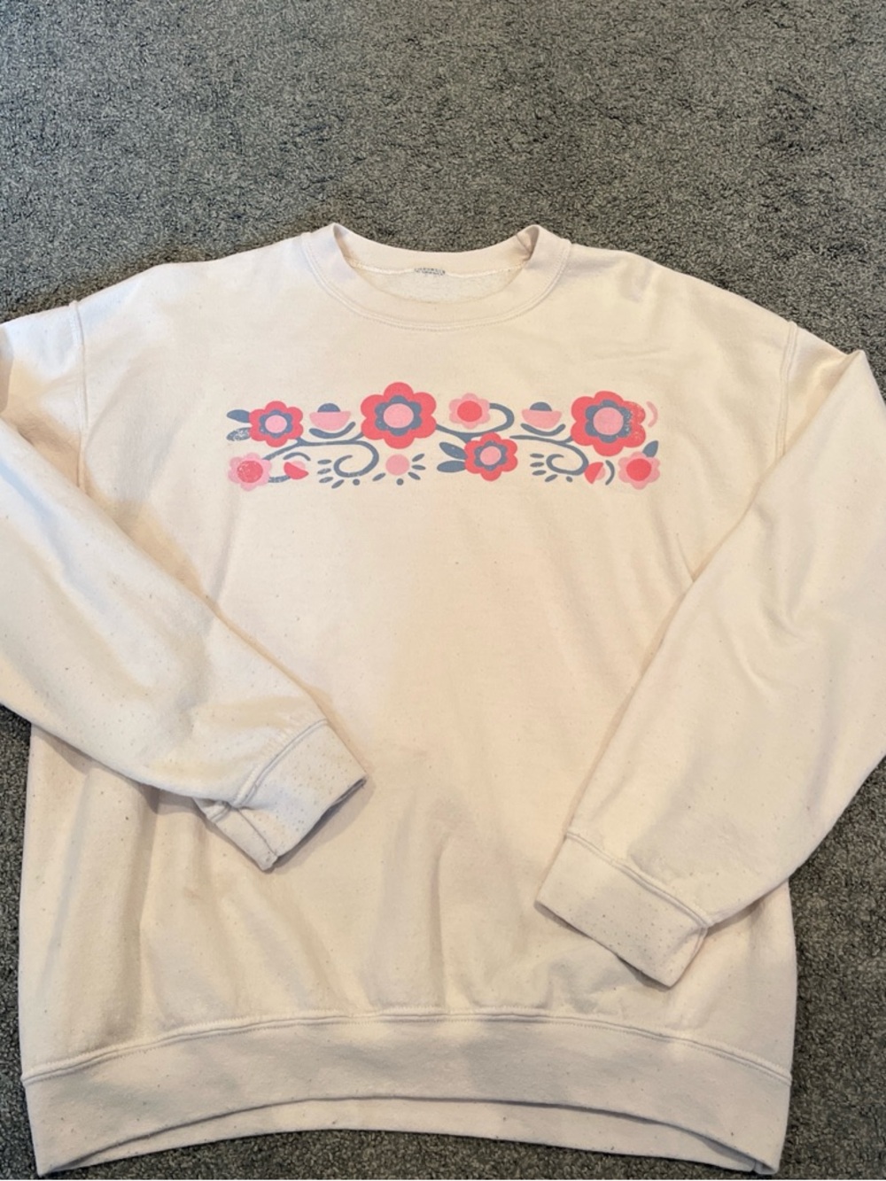 Pacsun Cream Floral Design Crewneck Sweatshirt